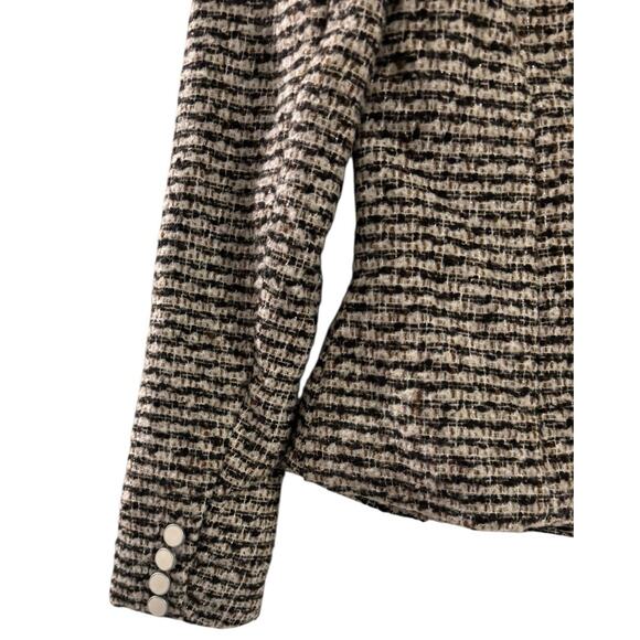 Tweed Double Breasted Ecru Blazer Women’s Size 2 Cream Brown Silver Button NWT - Picture 8 of 9